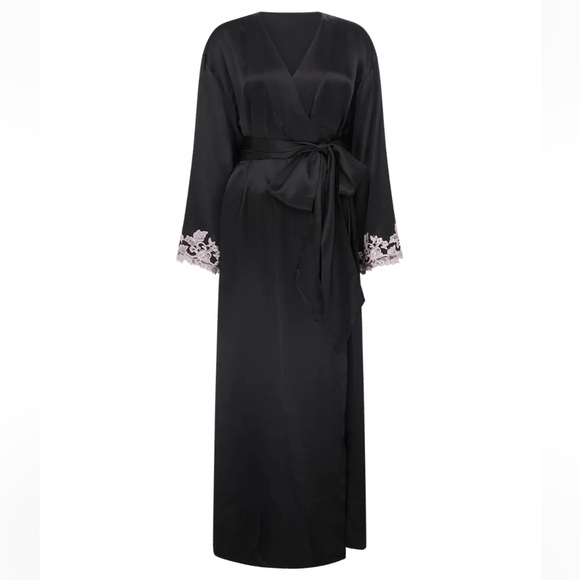 NWT Agent Provocateur 100% Silk Darina Dressing Gown Black Robe Luxury Lingerie - Picture 5 of 17